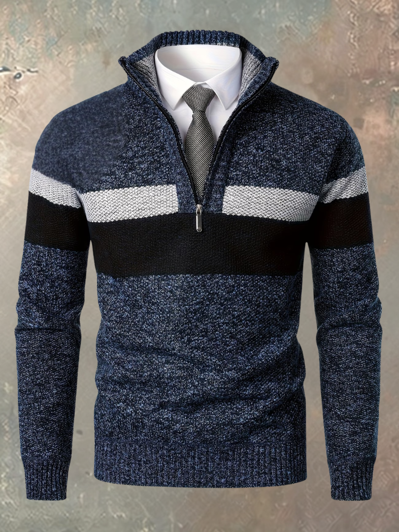 Derek - Colour-Block Half-Zip Sweater