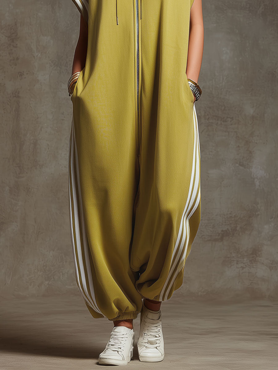 Casual Sports White Webbing Sleeveless Jumpsuit - view 8