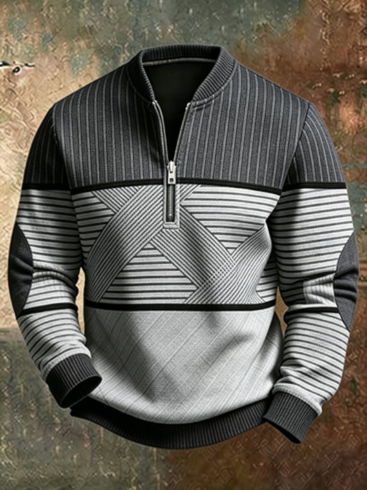Stephen - Geometric Half-Zip Sweater