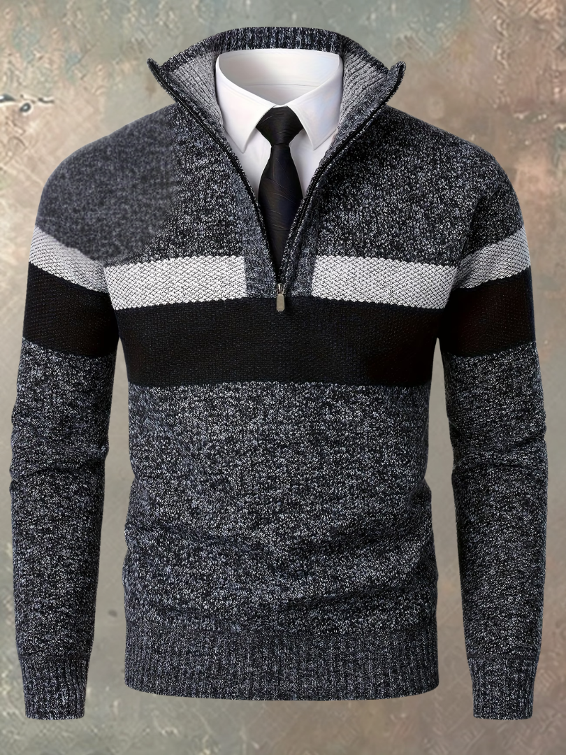 Derek - Colour-Block Half-Zip Sweater