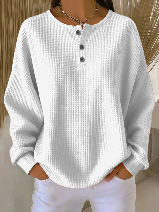 Skylar - Waffle Henley Sweatshirt - view 2