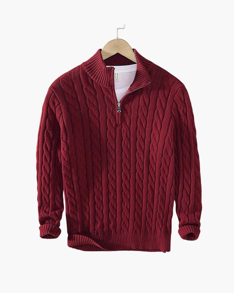 Declan | Cable-Knit Half-Zip Sweater - view 10