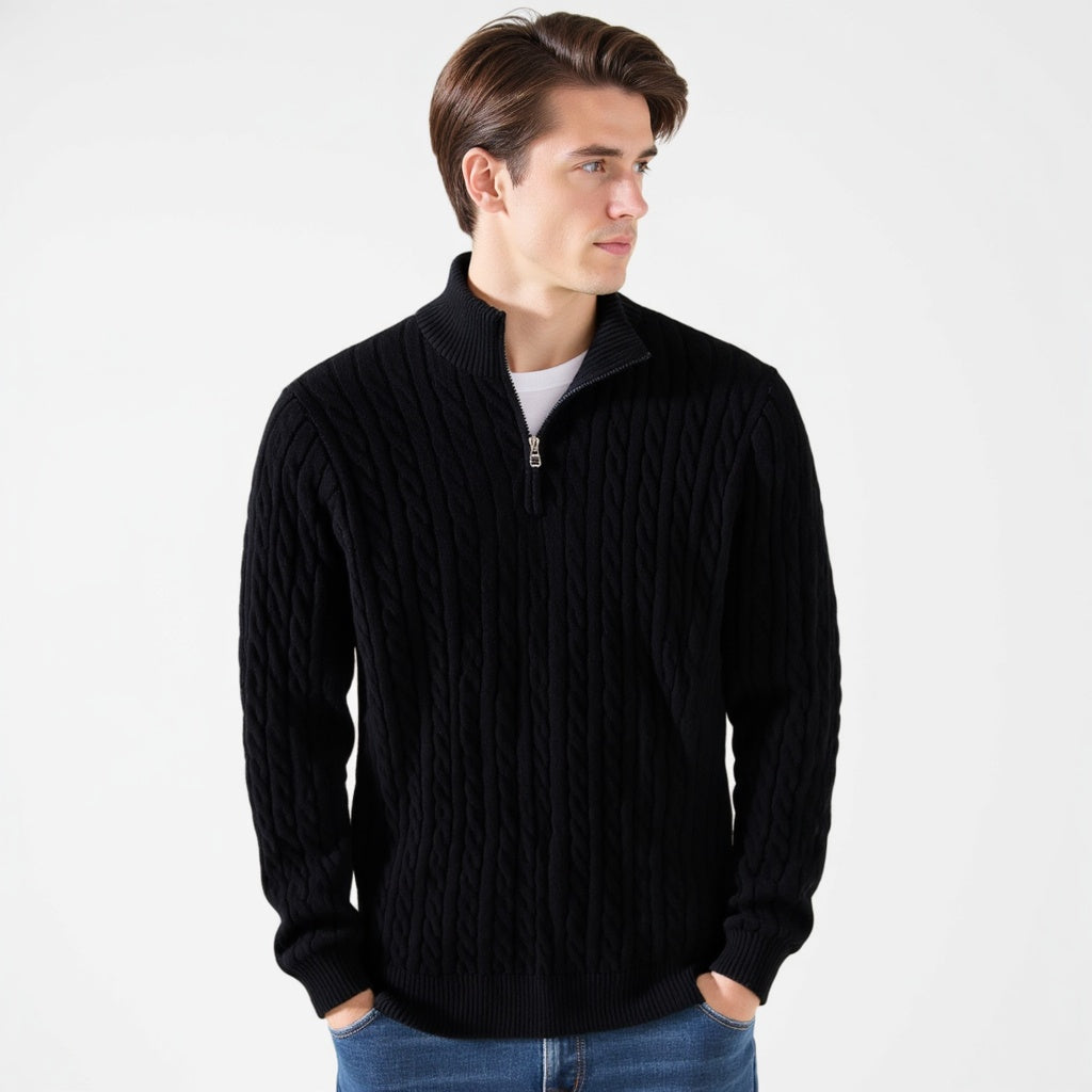 Declan | Cable-Knit Half-Zip Sweater - view 12
