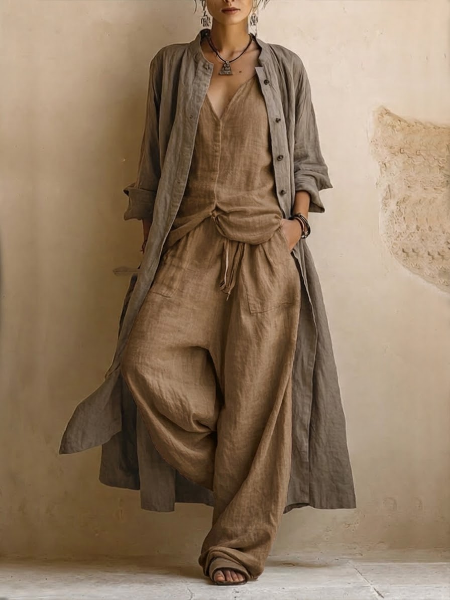 Juniper - Bohemian Three-Piece Set with Long Cardigan