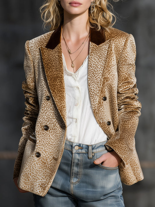 Leopard Print Velvet Blazer