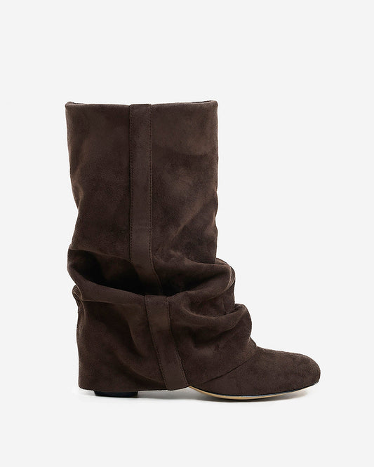 Emilia - Dark Chocolate Slouchy Suede Boots
