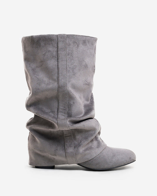 Emilia - Grey Slouchy Suede Boots