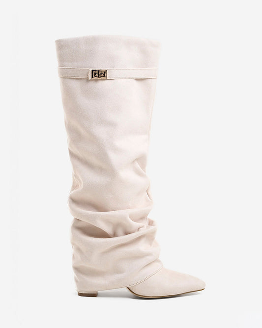 Lavista - Creamy Slouchy Suede Knee-High Boots
