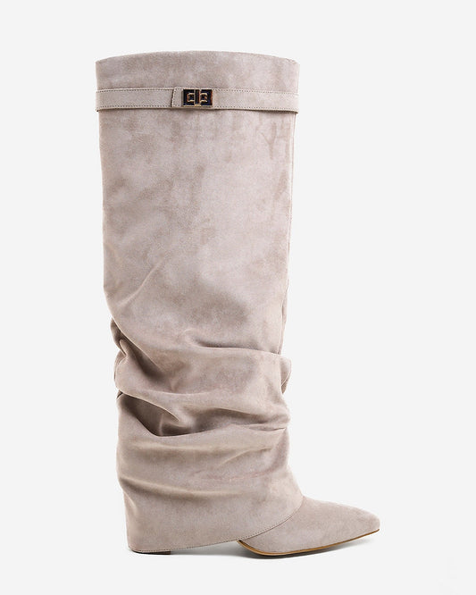 Lavista - Taupe Slouchy Suede Knee-High Boots