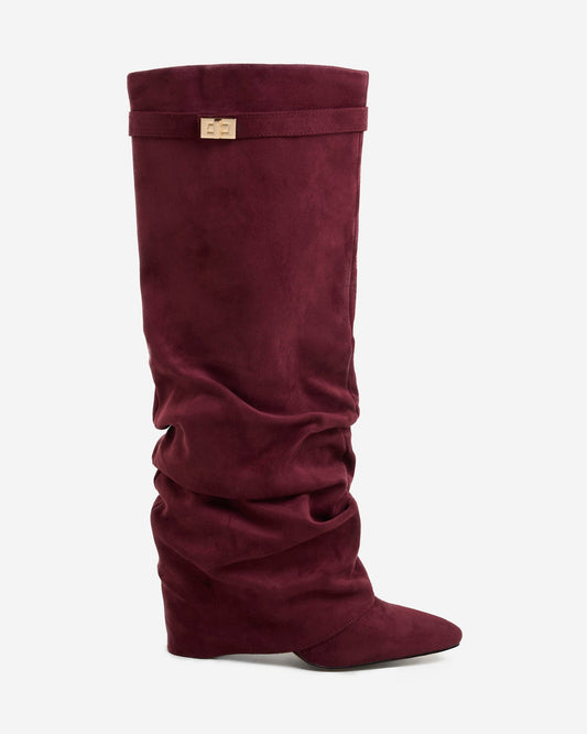 Lavista - Burgundy Slouchy Suede Knee-High Boots