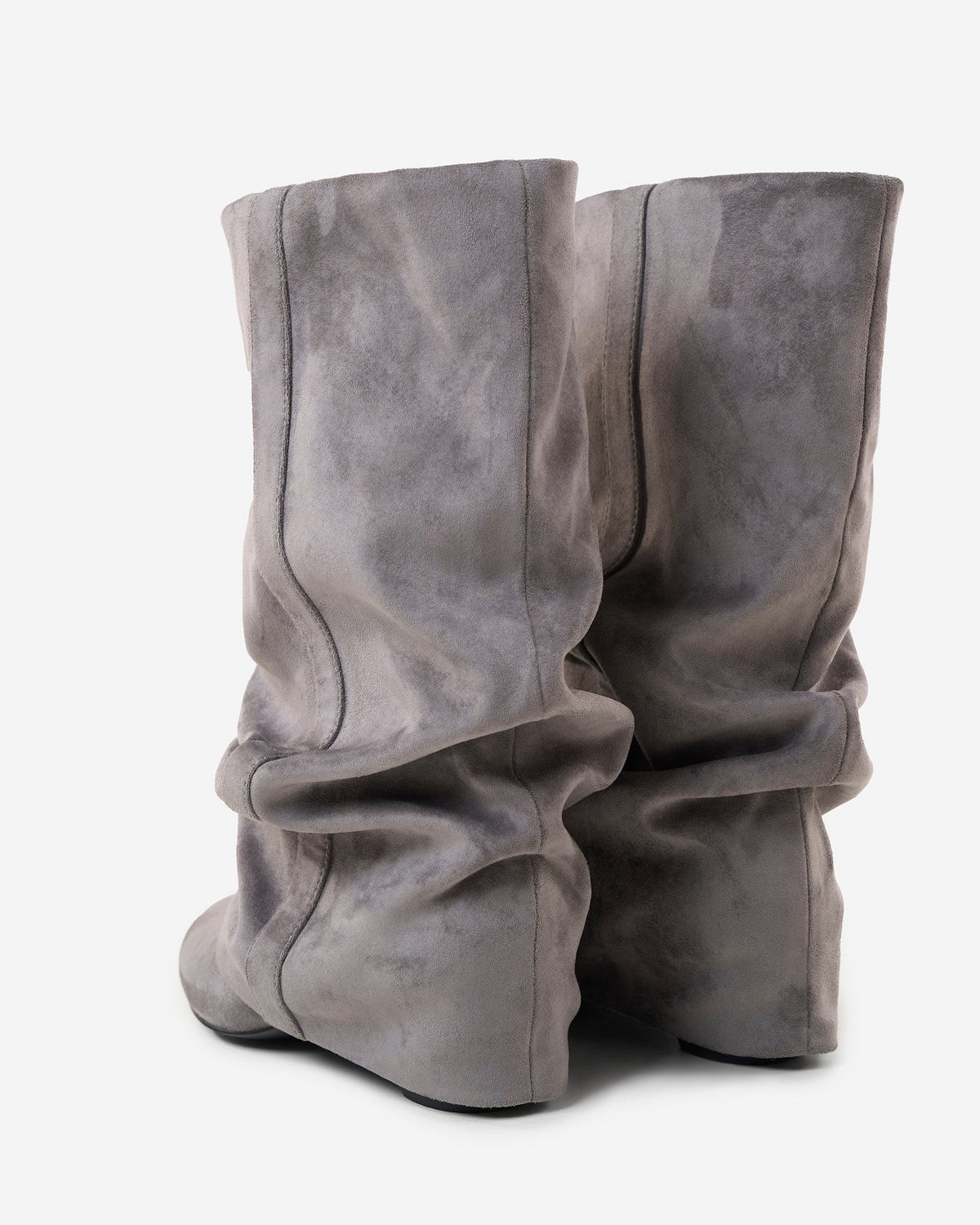 Emilia - Grey Slouchy Suede Boots - view 3