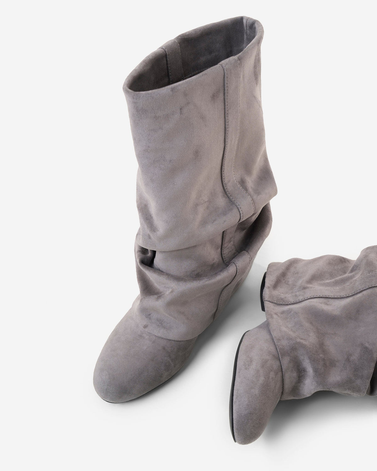 Emilia - Grey Slouchy Suede Boots - view 6