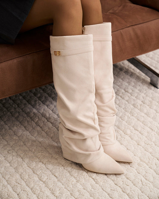 Lavista - Creamy Slouchy Suede Knee-High Boots - view 2