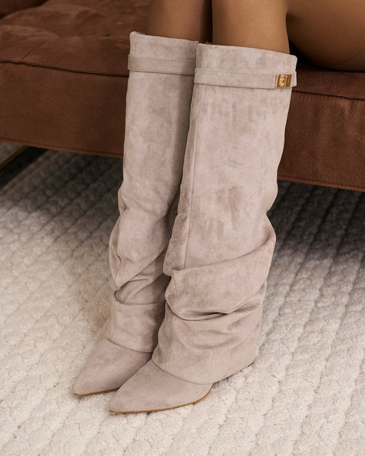 Lavista - Taupe Slouchy Suede Knee-High Boots - view 2