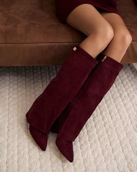 Lavista - Burgundy Suede Knee-High Boots - view 2