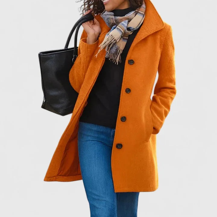 Corinne - Classic Wool-Blend Coat - Orange