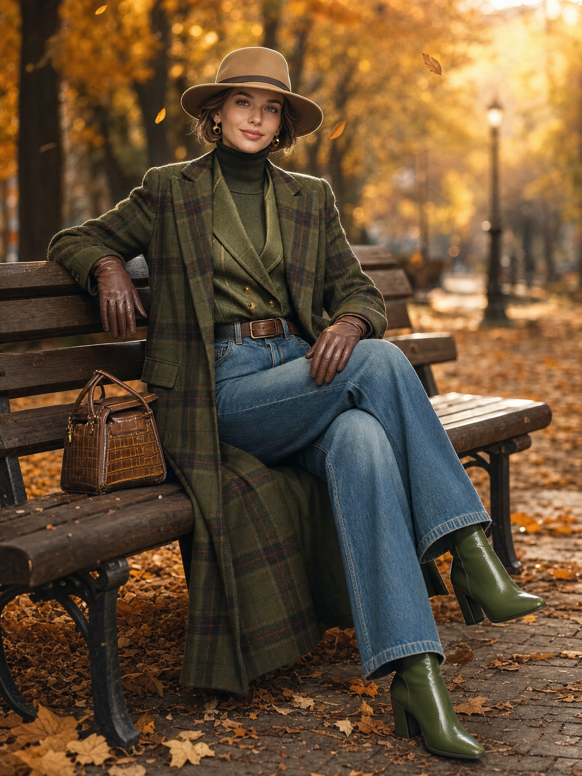 Retro Plaid Long Tweed Coat - view 3