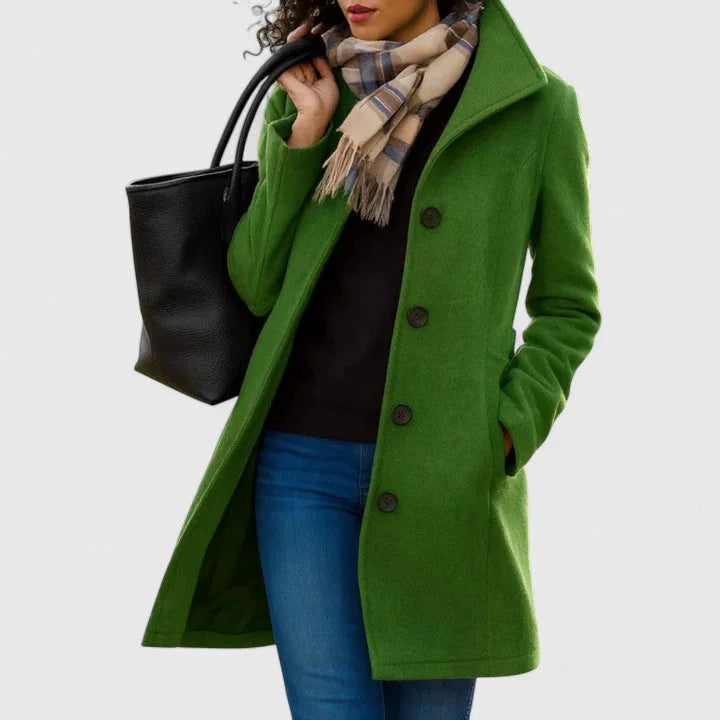 Corinne - Classic Wool-Blend Coat - Dark Green