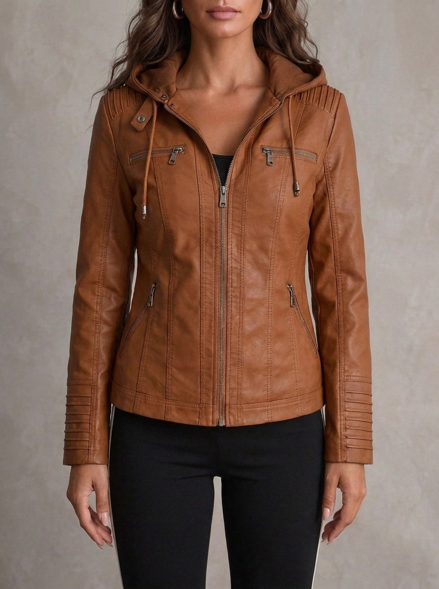 Dana - Hooded Leather Jacket