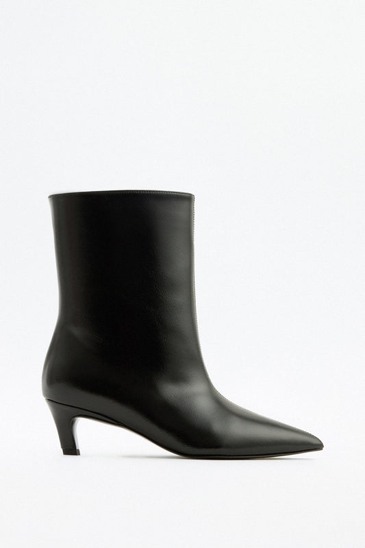 Aria - Black Leather Ankle Boots
