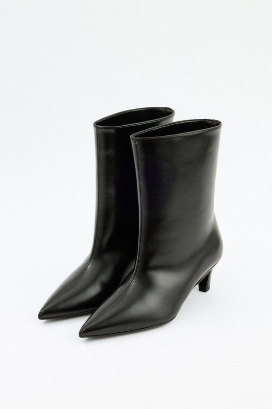 Aria - Black Leather Ankle Boots - view 2