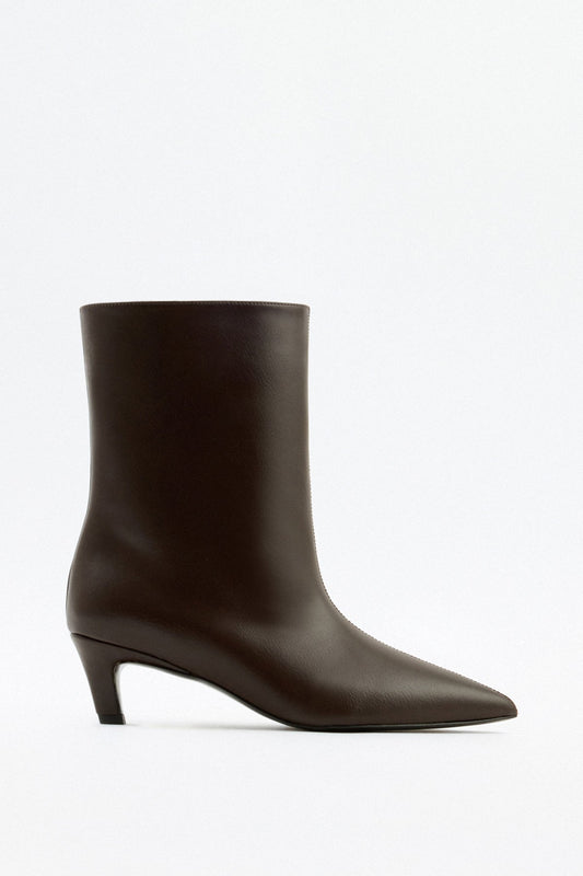 Aria - Dark Brown Leather Ankle Boots