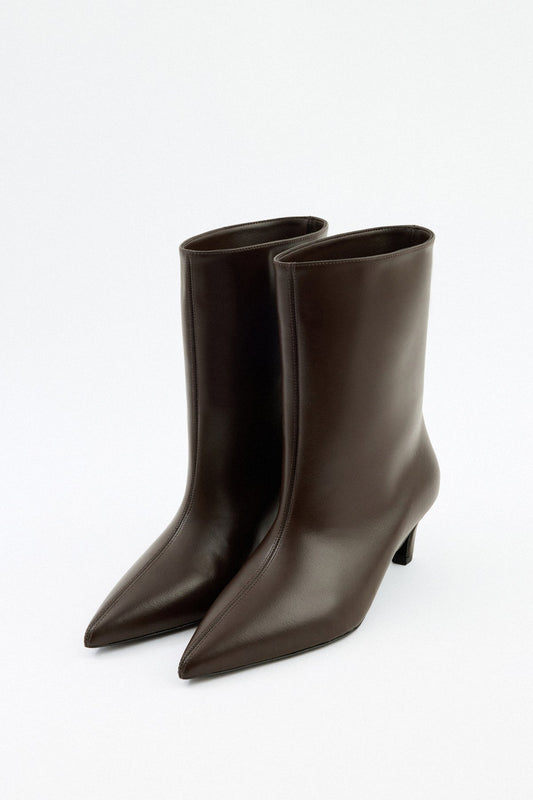 Aria - Dark Brown Leather Ankle Boots - view 2