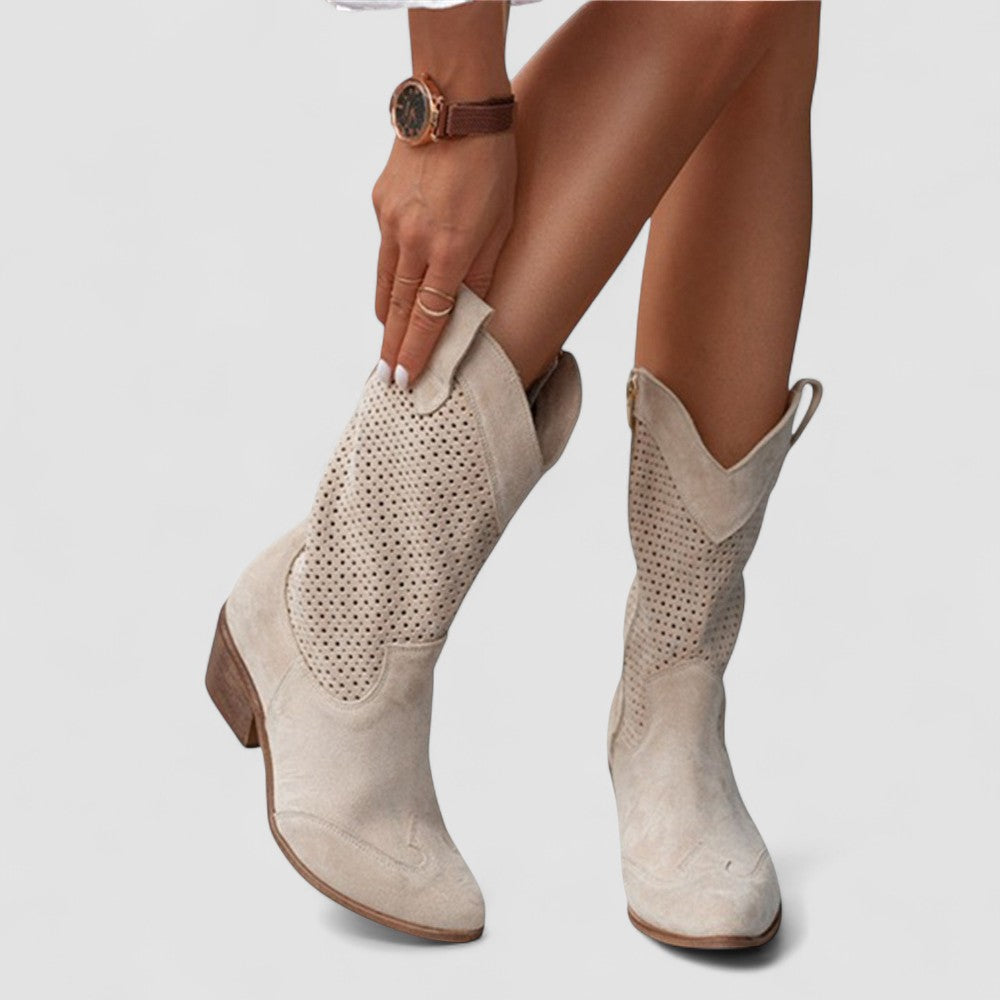Rachel - Perforated Arch-Support Western Boots