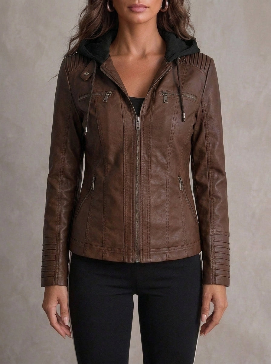 Dana - Hooded Leather Jacket
