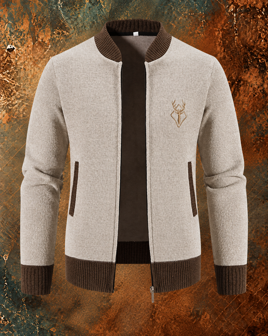Pierre - Deer Emblem Zip Cardigan