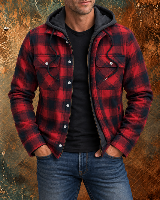 Kevin - Plaid Hooded Zip Jacket