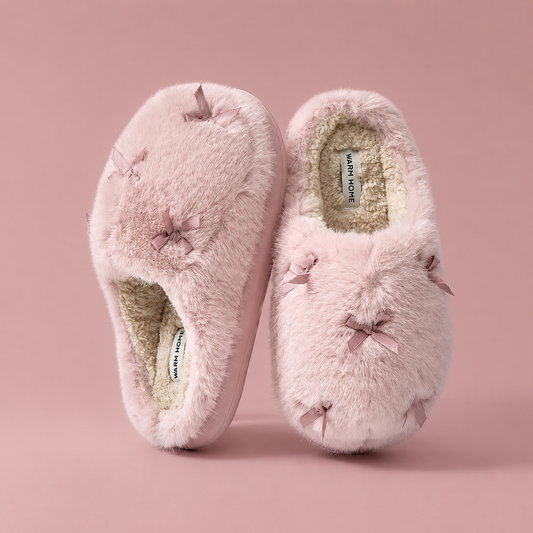 Meadow - Faux-Fur Bow Slippers - view 2