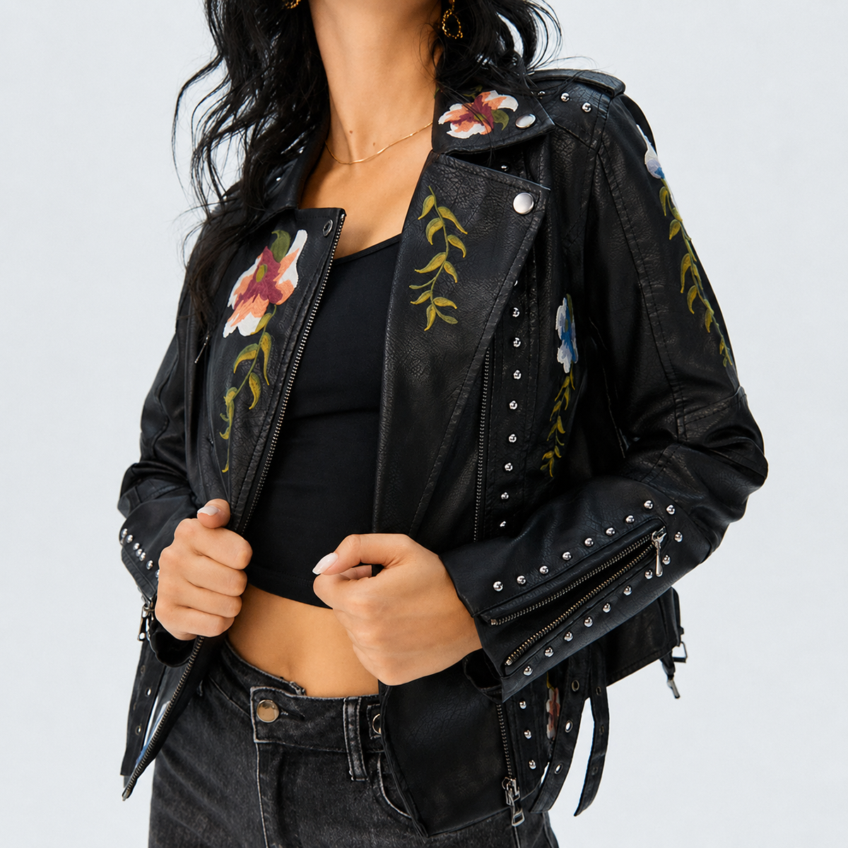 Aria - Embroidered Leather Jacket - view 9