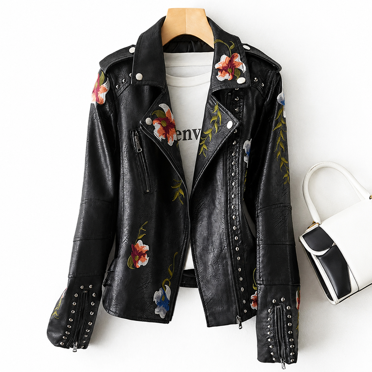 Aria - Embroidered Leather Jacket - view 6