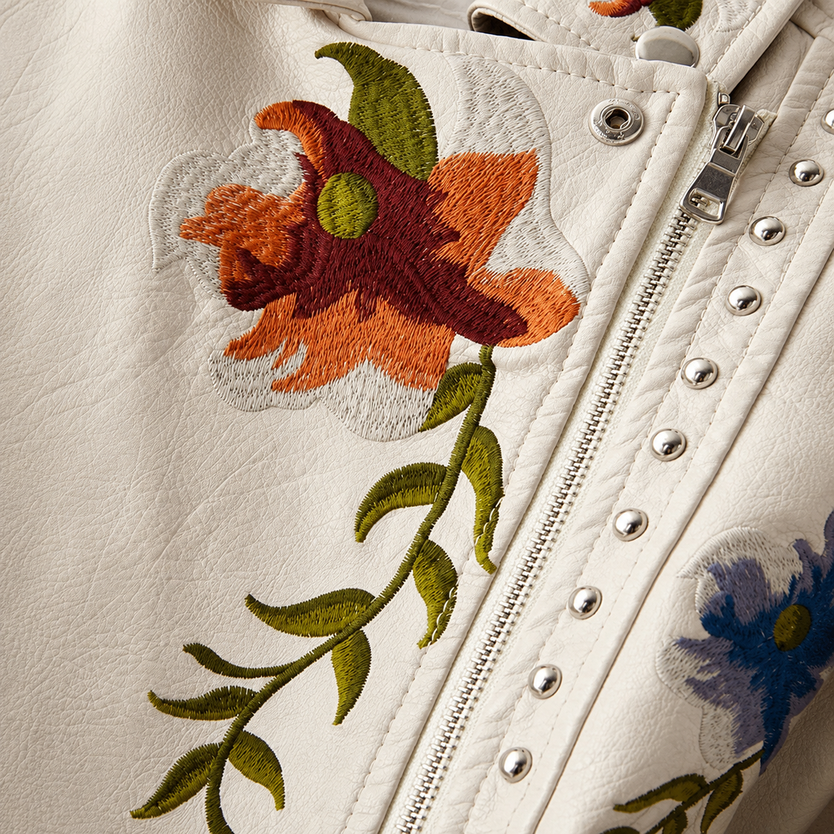 Aria - Embroidered Leather Jacket - view 3