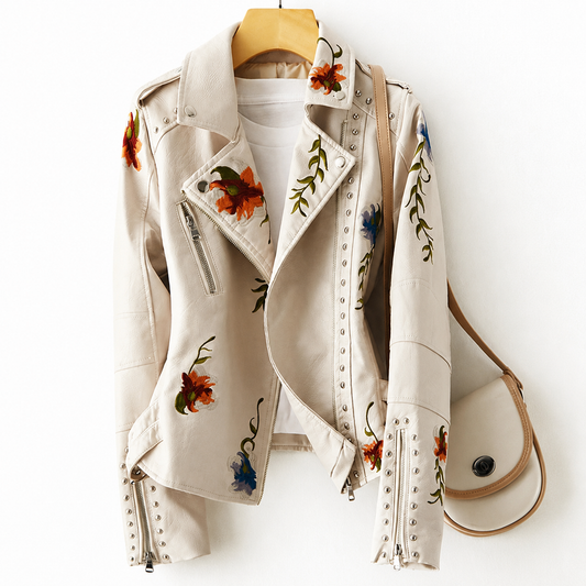 Aria - Embroidered Leather Jacket