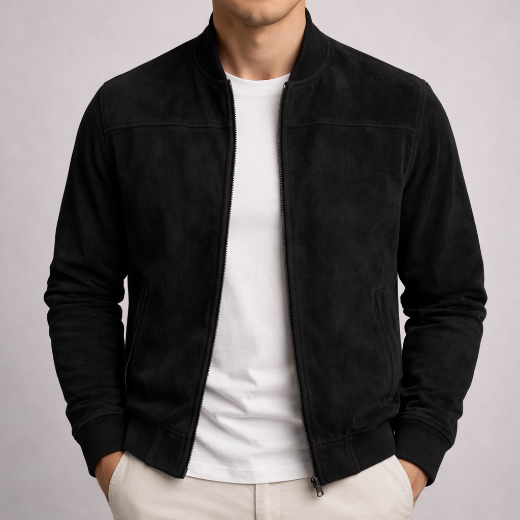 Sullivan - Suede-Texture Bomber Jacket - view 4