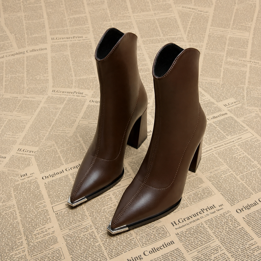 Isabella - Sleek Faux Leather Ankle Boots