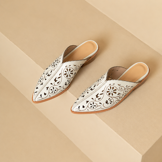 Fern - Floral Cutout Leather Mules - view 2