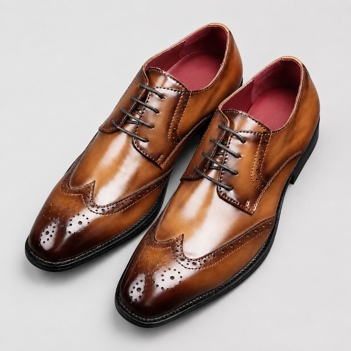 Malcolm - Glossy Wingtip Oxford Shoes - view 2