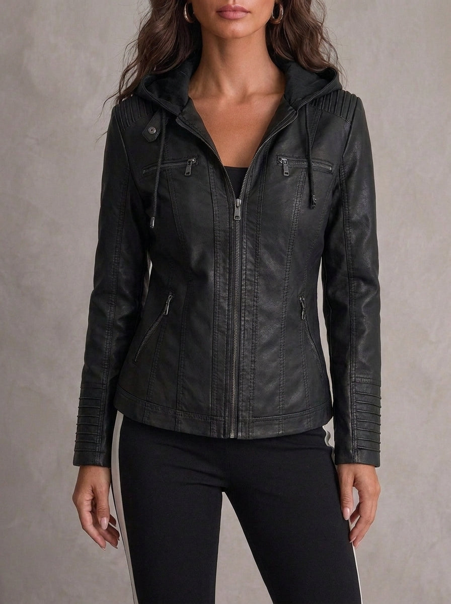 Dana - Hooded Leather Jacket