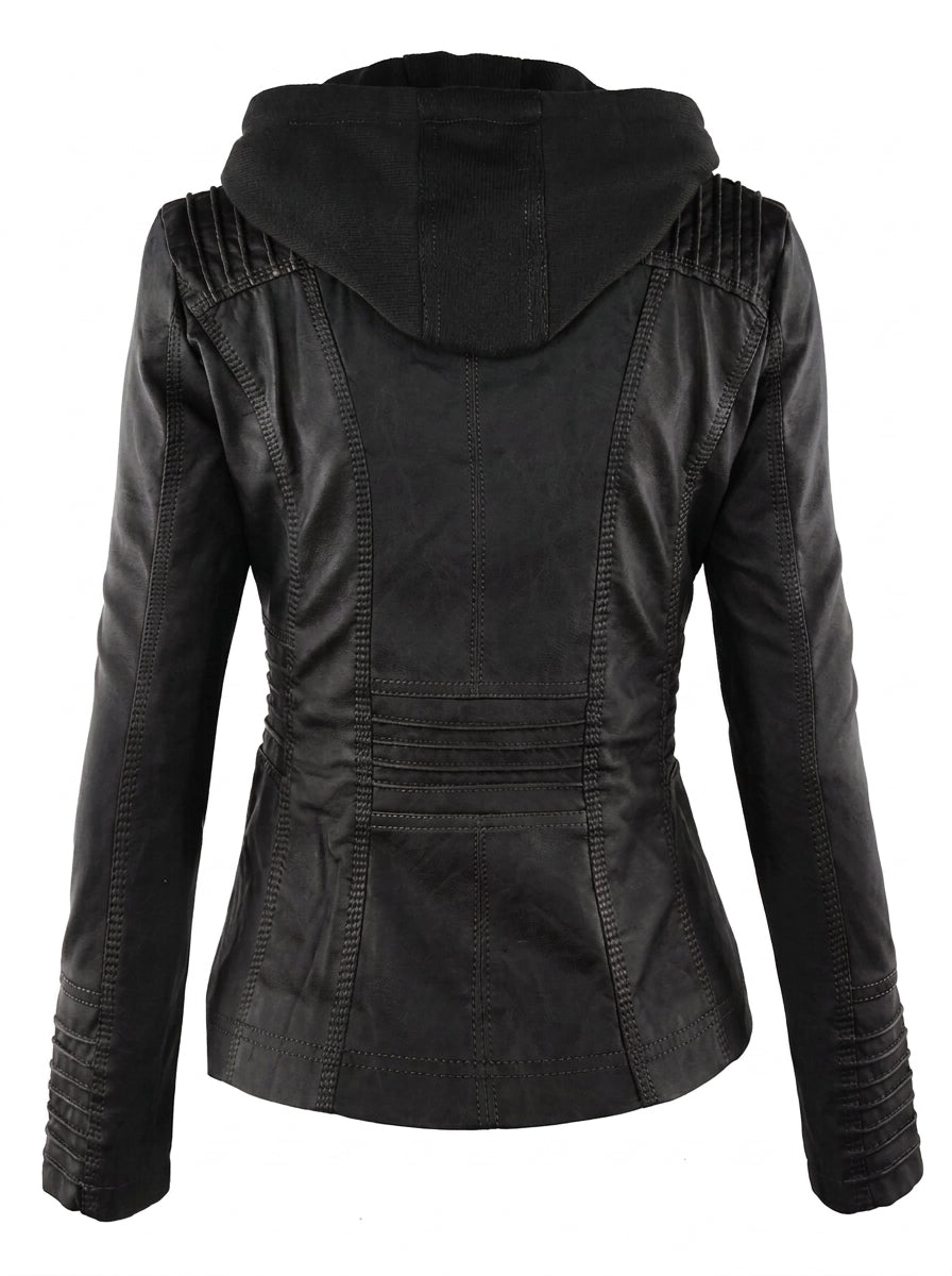 Dana - Hooded Leather Jacket