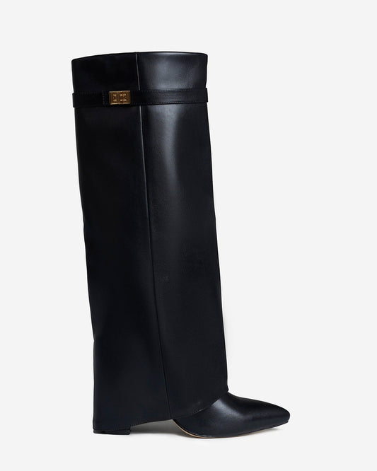 Lavista - Black Leather Knee-High Boots