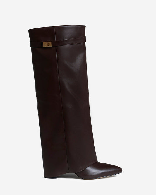 Lavista - Dark Brown Leather Knee-High Boots