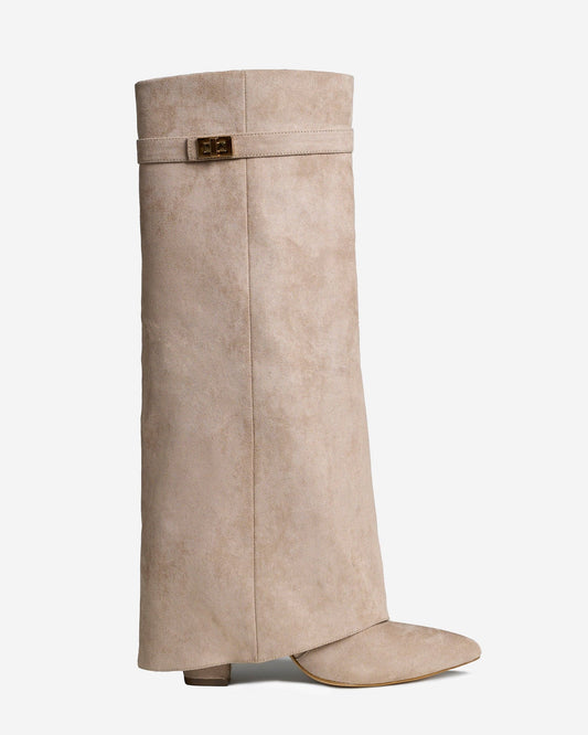 Lavista - Beige Suede Knee-High Boots