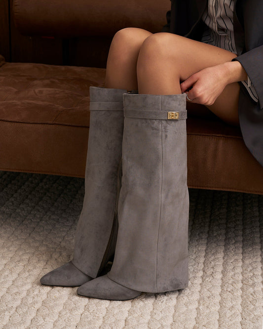 Lavista - Grey Suede Knee-High Boots - view 2