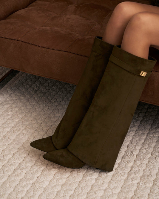 Lavista - Olive Green Suede Knee-High Boots - view 2