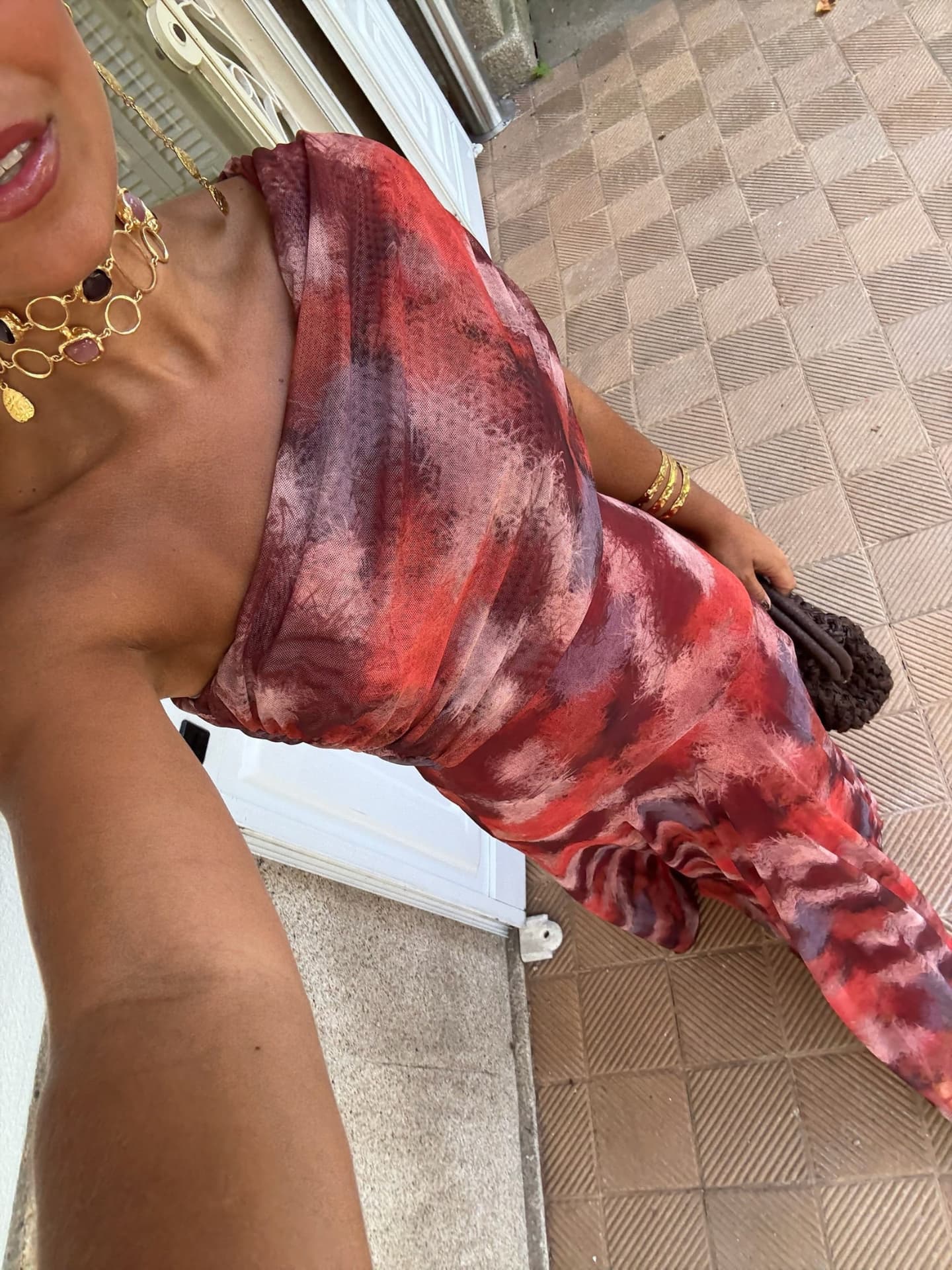 Emily - Watercolour Off-Shoulder Maxi Dress