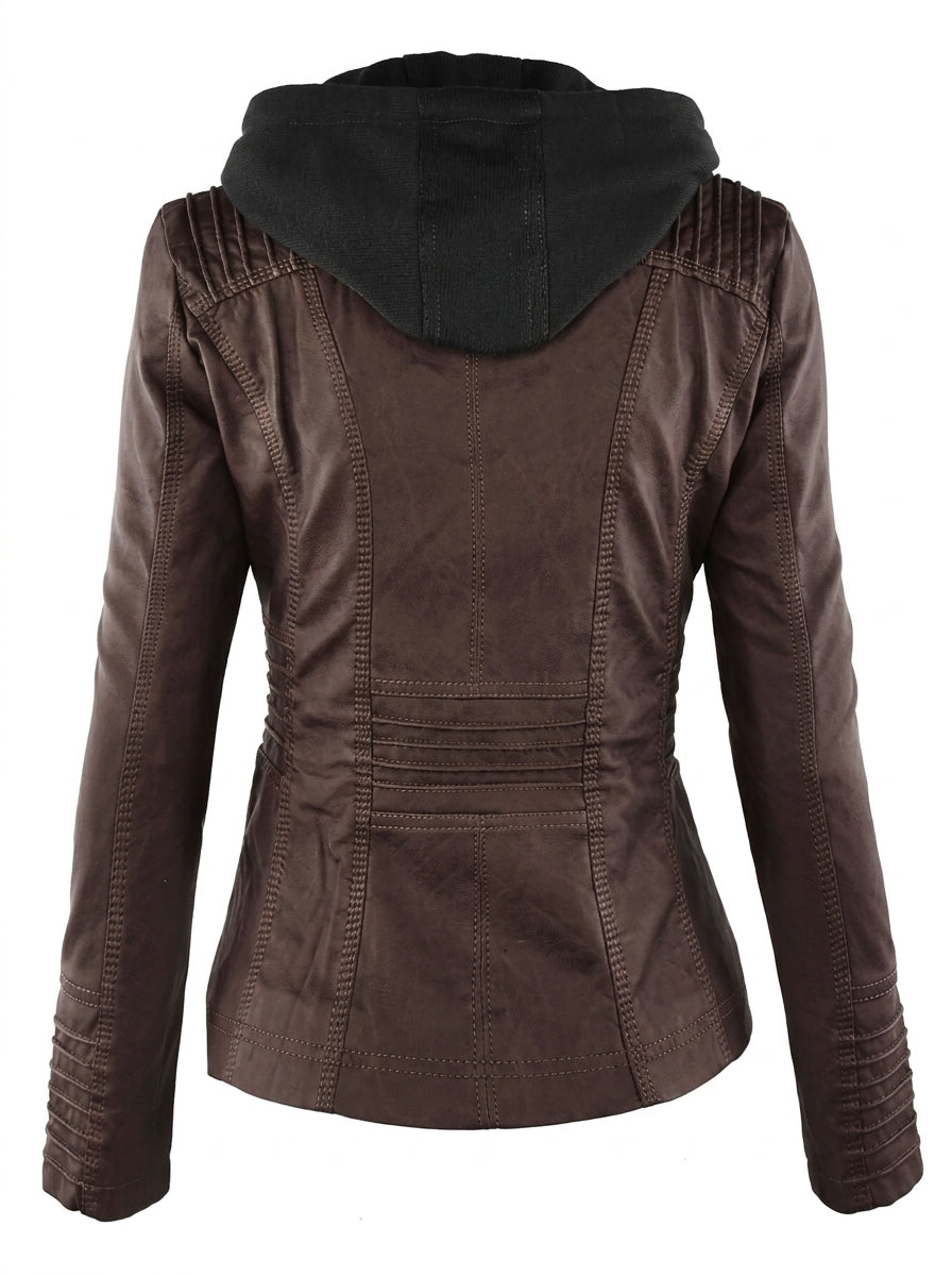 Dana - Hooded Leather Jacket