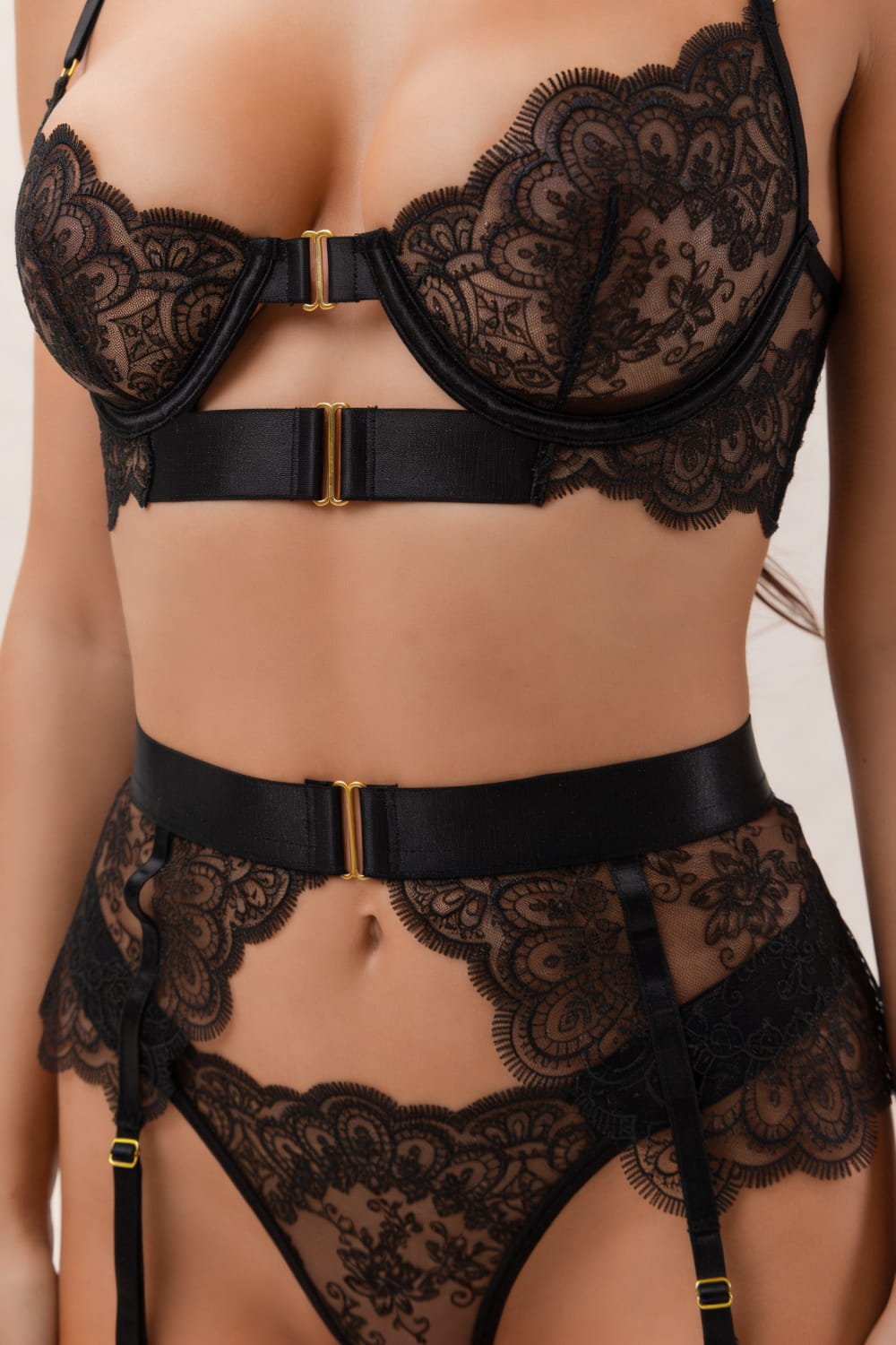 Valentina black lace lingerie set
